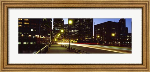 Framed Traffic on a bridge in a city, Northern Avenue Bridge, Boston, Suffolk County, Massachusetts, USA Print