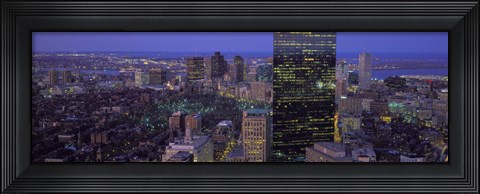 Framed Boston Lit Up at Night Print