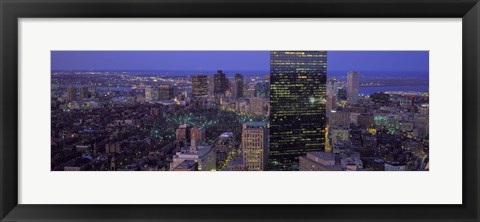 Framed Boston Lit Up at Night Print