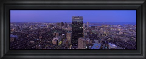 Framed Aerial View of Boston at Night Print