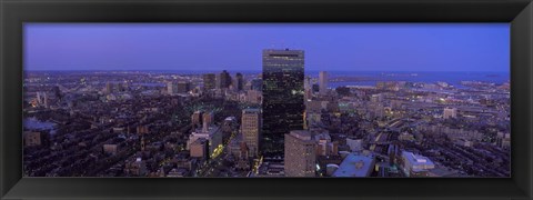 Framed Aerial View of Boston at Night Print