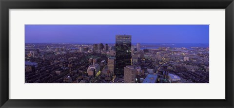 Framed Aerial View of Boston at Night Print