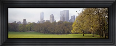 Framed Foggy view of trees and buildings, Central Park, Manhattan, New York City, New York State, USA Print