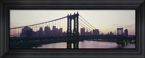 Framed Bridge across a river, Manhattan Bridge, East River, Manhattan, New York City, New York State, USA Print