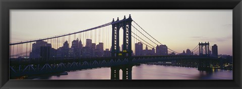 Framed Bridge across a river, Manhattan Bridge, East River, Manhattan, New York City, New York State, USA Print