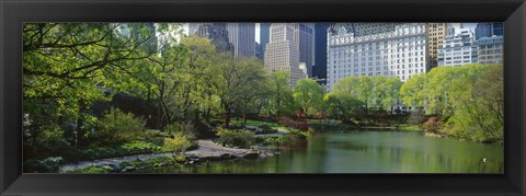 Framed Pond in a park, Central Park South, Central Park, Manhattan, New York City, New York State, USA Print