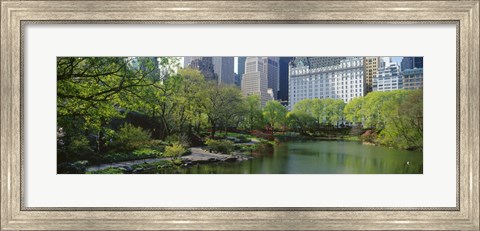 Framed Pond in a park, Central Park South, Central Park, Manhattan, New York City, New York State, USA Print