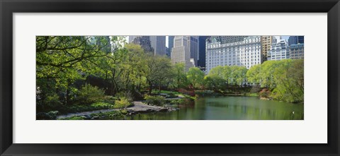 Framed Pond in a park, Central Park South, Central Park, Manhattan, New York City, New York State, USA Print