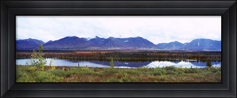 Framed Lake with a mountain range in the background, Mt McKinley, Denali National Park, Anchorage, Alaska, USA Print