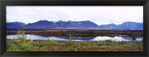 Framed Lake with a mountain range in the background, Mt McKinley, Denali National Park, Anchorage, Alaska, USA Print