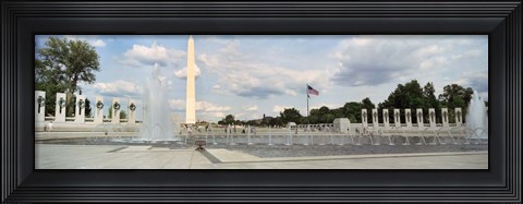 Framed Fountains at a memorial, National World War II Memorial, Washington Monument, Washington DC, USA Print