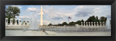 Framed Fountains at a memorial, National World War II Memorial, Washington Monument, Washington DC, USA Print