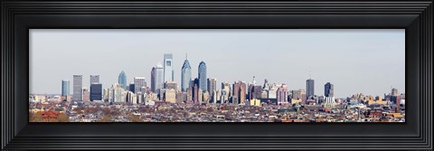 Framed Buildings in a city, Comcast Center, City Hall, William Penn Statue, Philadelphia, Philadelphia County, Pennsylvania, USA Print