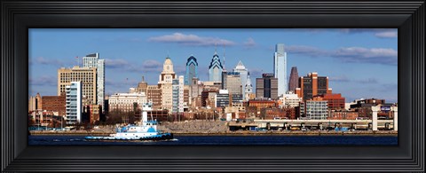 Framed Buildings at the waterfront, Delaware River, Philadelphia, Pennsylvania Print