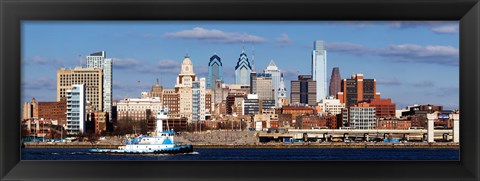 Framed Buildings at the waterfront, Delaware River, Philadelphia, Pennsylvania Print