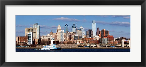 Framed Buildings at the waterfront, Delaware River, Philadelphia, Pennsylvania Print