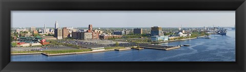 Framed Buildings at the waterfront, Adventure Aquarium, Delaware River, Camden, Camden County, New Jersey, USA Print