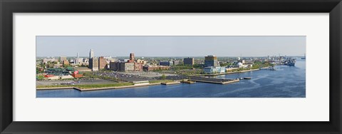 Framed Buildings at the waterfront, Adventure Aquarium, Delaware River, Camden, Camden County, New Jersey, USA Print