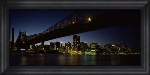 Framed Queensboro Bridge Over East River, Manhattan (night) Print