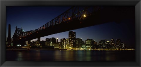 Framed Queensboro Bridge Over East River, Manhattan (night) Print