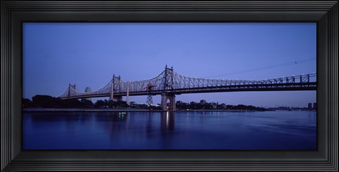 Framed Queensboro Bridge Over East River, Manhattan (blue sky) Print