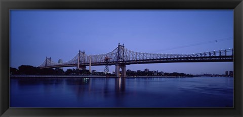 Framed Queensboro Bridge Over East River, Manhattan (blue sky) Print