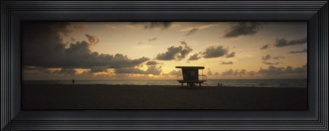 Framed Silhouette of a lifeguard hut on the beach, South Beach, Miami Beach, Miami-Dade County, Florida, USA Print
