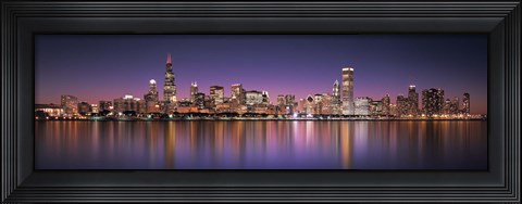 Framed Reflection of skyscrapers in a lake, Lake Michigan, Digital Composite, Chicago, Cook County, Illinois, USA Print