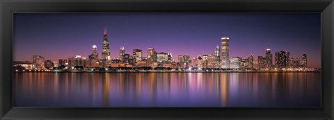 Framed Reflection of skyscrapers in a lake, Lake Michigan, Digital Composite, Chicago, Cook County, Illinois, USA Print