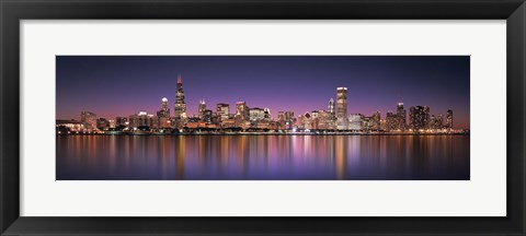 Framed Reflection of skyscrapers in a lake, Lake Michigan, Digital Composite, Chicago, Cook County, Illinois, USA Print