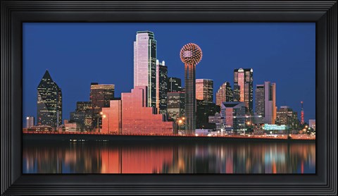 Framed Reflection of skyscrapers in a lake, Digital Composite, Dallas, Texas, USA Print