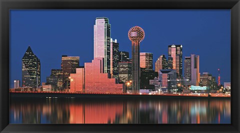 Framed Reflection of skyscrapers in a lake, Digital Composite, Dallas, Texas, USA Print