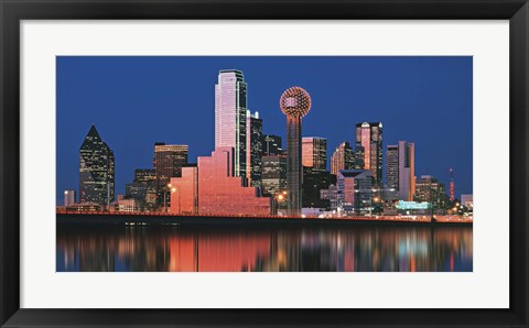 Framed Reflection of skyscrapers in a lake, Digital Composite, Dallas, Texas, USA Print