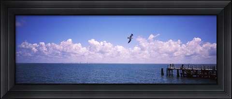 Framed Pier over the sea, Fort De Soto Park, Tampa Bay, Gulf of Mexico, St. Petersburg, Pinellas County, Florida, USA Print