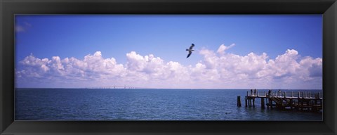 Framed Pier over the sea, Fort De Soto Park, Tampa Bay, Gulf of Mexico, St. Petersburg, Pinellas County, Florida, USA Print