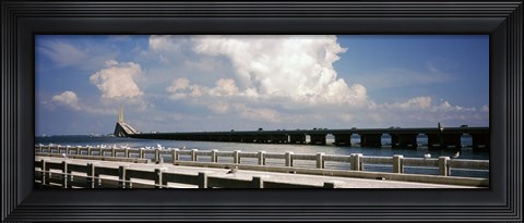 Framed Bridge across a bay, Sunshine Skyway Bridge, Tampa Bay, Gulf of Mexico, Florida, USA Print
