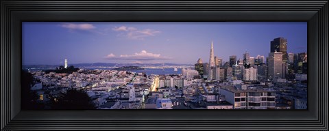 Framed High angle view of a cityscape from Nob Hill, San Francisco, California Print