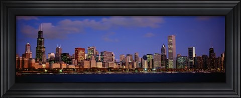 Framed Lake Michigan City Skyline at Dusk, Chicago, Illinois, USA Print