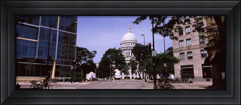 Framed Government building in a city, Wisconsin State Capitol, Madison, Wisconsin, USA Print