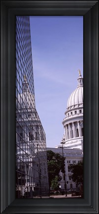 Framed Low angle view of a government building, Wisconsin State Capitol, Madison, Wisconsin, USA Print