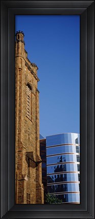 Framed Skyscrapers in a city, Presbyterian Church, Midtown plaza, Atlanta, Fulton County, Georgia, USA Print