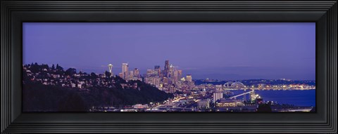 Framed City skyline at dusk, Seattle, King County, Washington State, USA Print