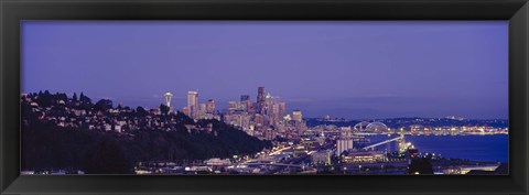 Framed City skyline at dusk, Seattle, King County, Washington State, USA Print