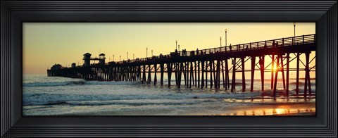 Framed Pier in the ocean at sunset, Oceanside, San Diego County, California, USA Print
