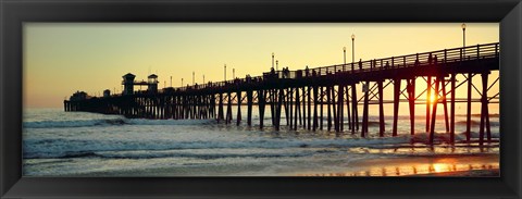 Framed Pier in the ocean at sunset, Oceanside, San Diego County, California, USA Print