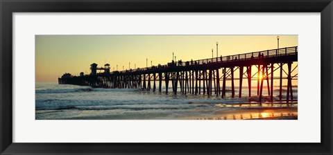 Framed Pier in the ocean at sunset, Oceanside, San Diego County, California, USA Print