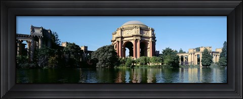 Framed Reflection of an art museum in water, Palace Of Fine Arts, Marina District, San Francisco, California, USA Print