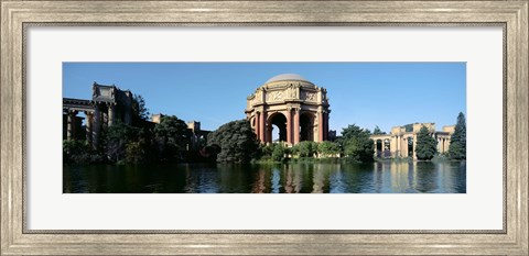 Framed Reflection of an art museum in water, Palace Of Fine Arts, Marina District, San Francisco, California, USA Print