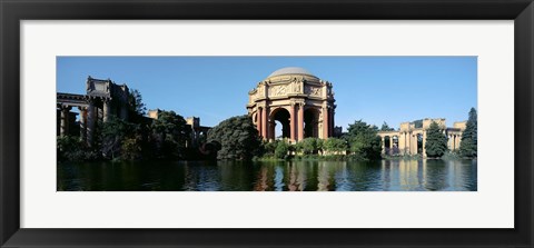 Framed Reflection of an art museum in water, Palace Of Fine Arts, Marina District, San Francisco, California, USA Print