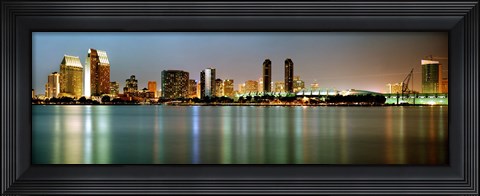 Framed City skyline at night, San Diego, California, USA Print